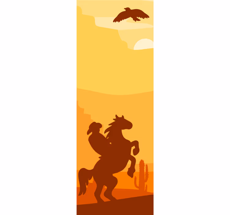 Teenage bedroom roller blind cowboy landscape door - TenStickers
