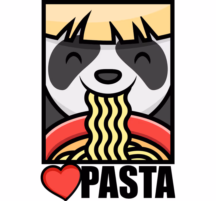 Teenage bedroom roller blind panda loves pasta - TenStickers