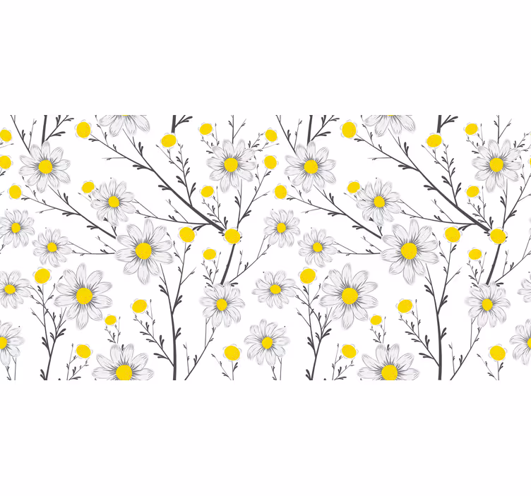 White roller blind with classical daisy flower - TenStickers