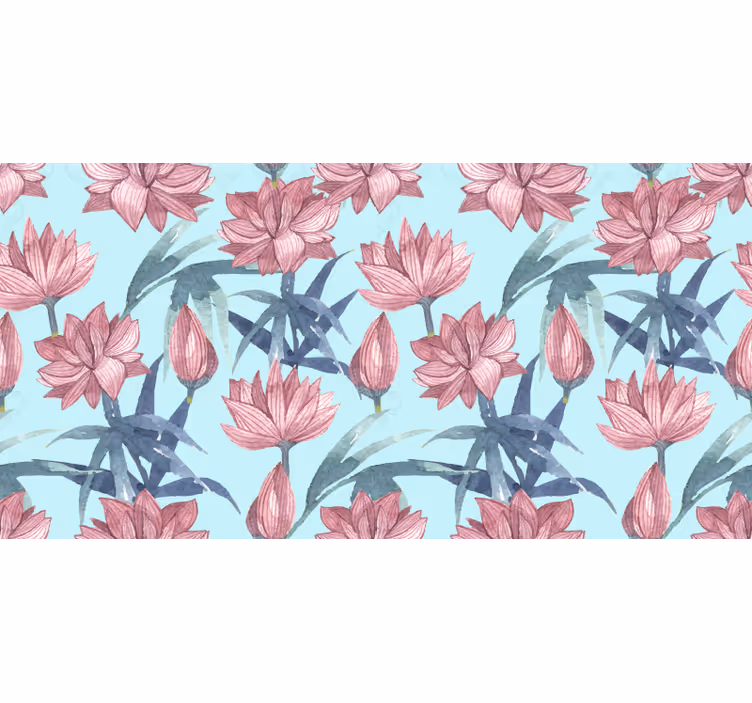 Flower roller blind in blue watercolor flowers - TenStickers