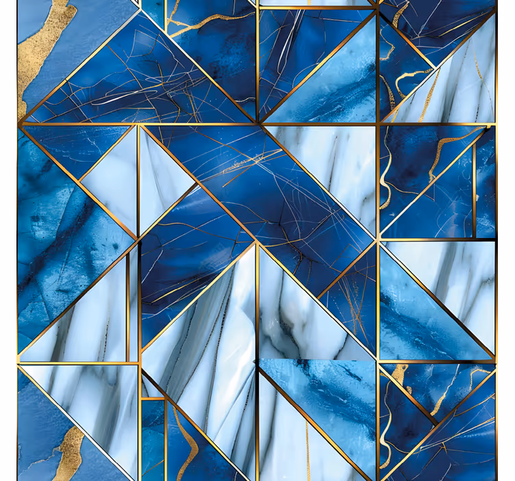 Texture and pattern roller blind in blue marble gold - TenStickers