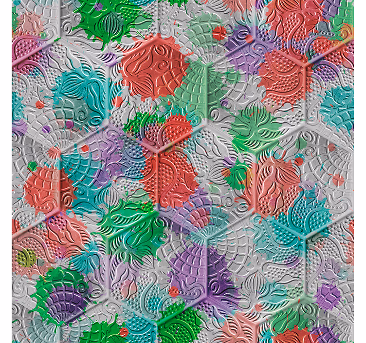 Retro roller blind with stained gaudi tiles design - TenStickers