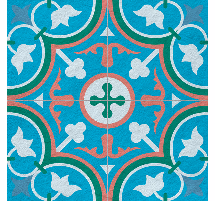 Retro roller blind in blue hydraulic tile - TenStickers
