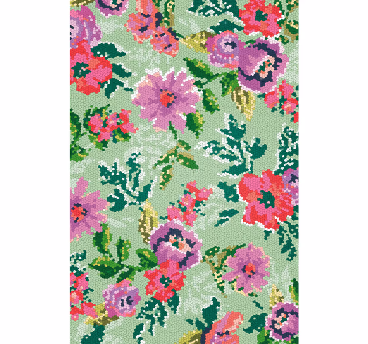 Bathroom roller blind with diverse flower mosaic - TenStickers