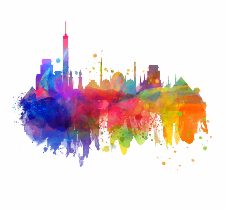 Office roller blind artistic skyscrapers design - TenStickers