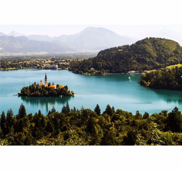 Office roller blind slovenian lake aesthetic print - TenStickers