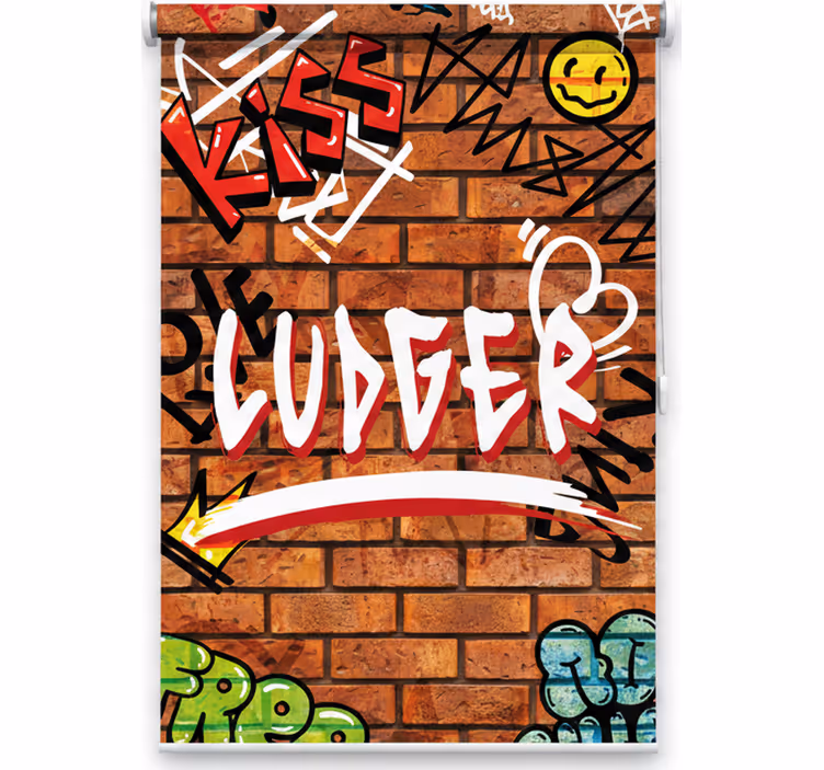 Teenage bedroom roller blind graffiti on bricks - TenStickers