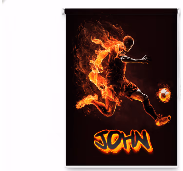 Teenage bedroom roller blind soccer player on fire - TenStickers