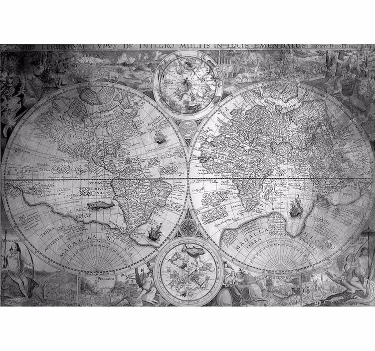World map roller blind gray world maps - TenStickers