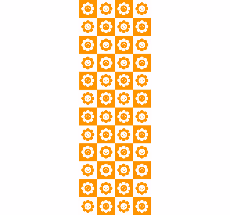 Teenage bedroom roller blind with smiley squares and flowers - TenStickers