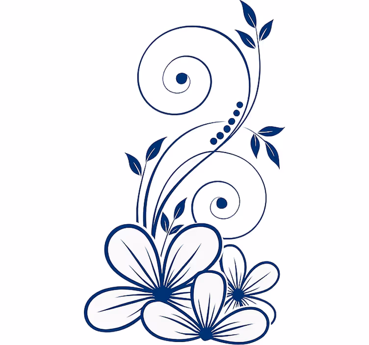 Flower roller blind floral swirl in blue - TenStickers