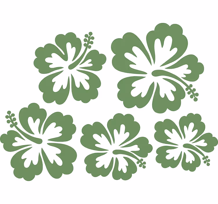 Flower roller blind sage green hibiscus silhouette - TenStickers