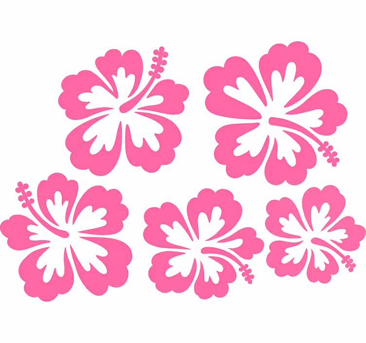 Flower roller blind pink hibiscus flowers silhouette - TenStickers