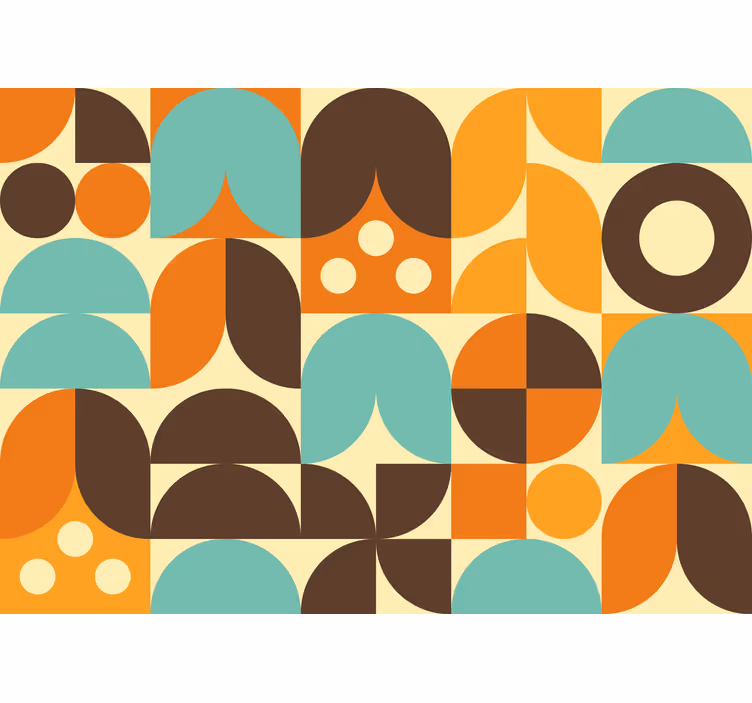 Rustic roller blind with geometric 70s patterns - TenStickers