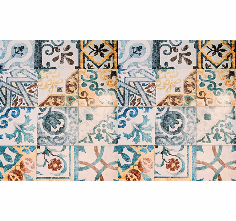Rustic roller blind with retro mosaic design - TenStickers