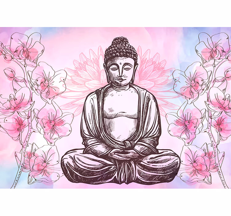 Zen roller blind buddha floral serenity - TenStickers