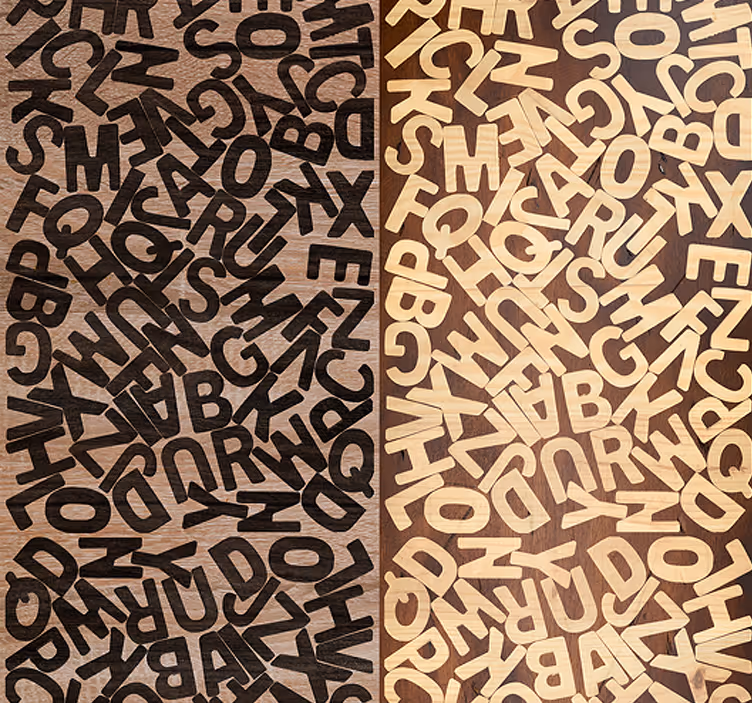 Brown roller blind alphabet typography design - TenStickers