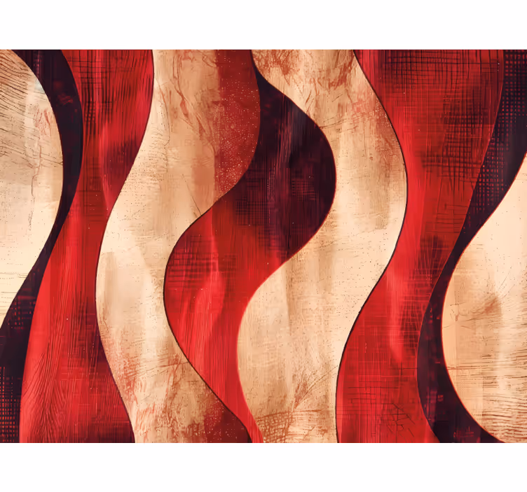 Red roller blind with modern waves pattern - TenStickers