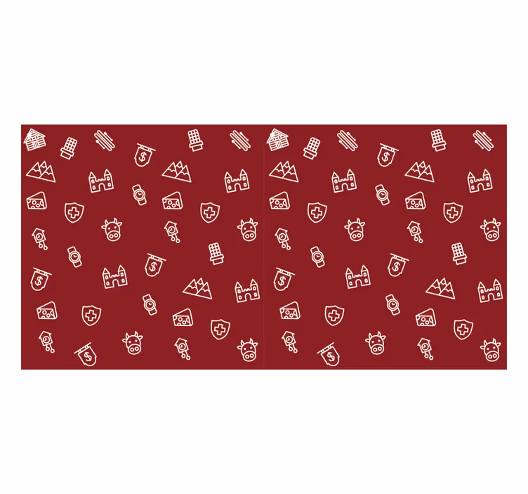 Red roller blind with swiss icons - TenStickers