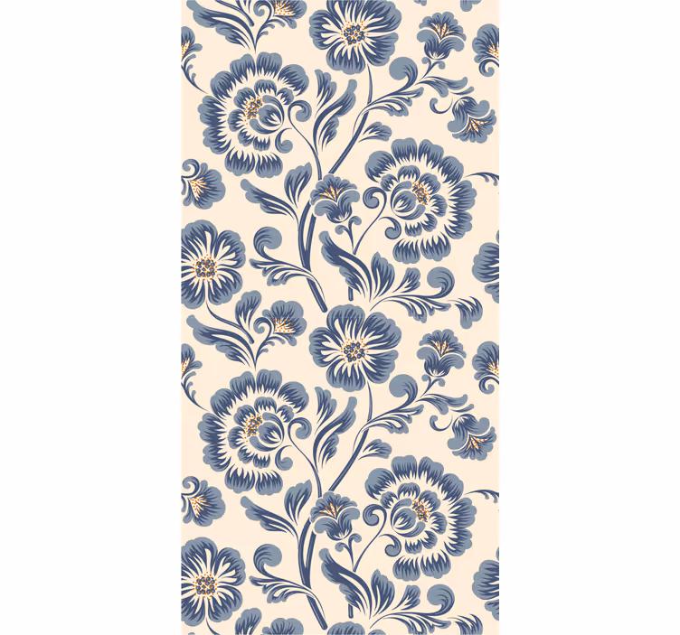 Floral blue vintage style outdoor roller blind - TenStickers