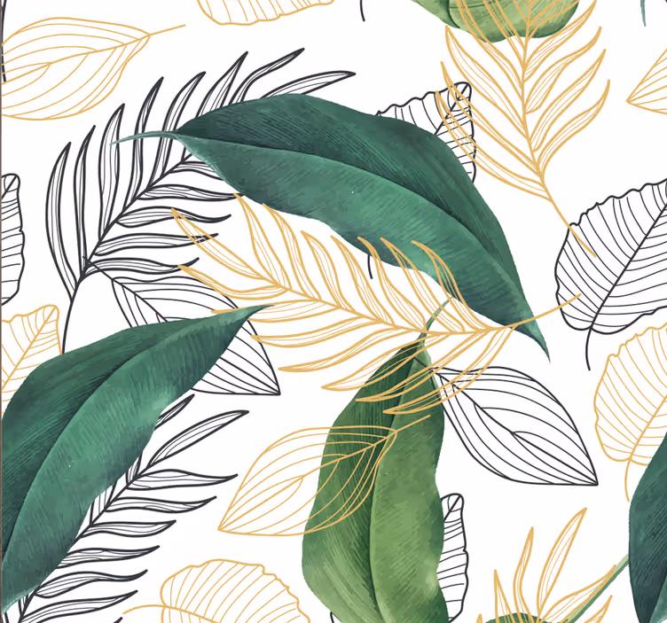 Outdoor roller blind with green and gold leaves art - TenStickers