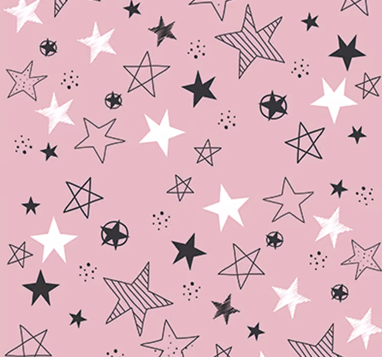 Teenage bedroom roller blind pink star wallpaper - TenStickers