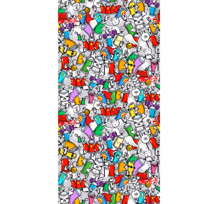 Teenage bedroom roller blind with vibrant graffiti cans - TenStickers