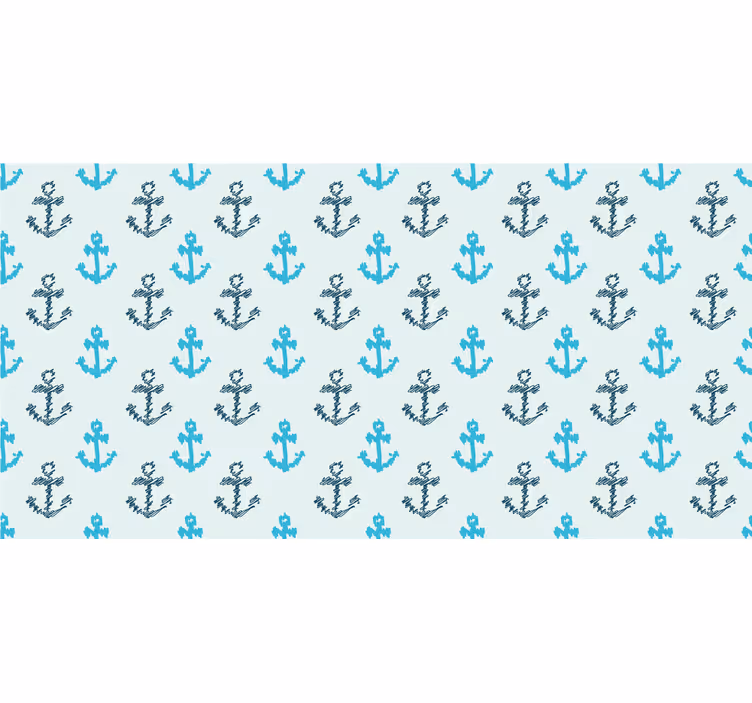 Bathroom roller blind in distorted blue anchors pattern - TenStickers