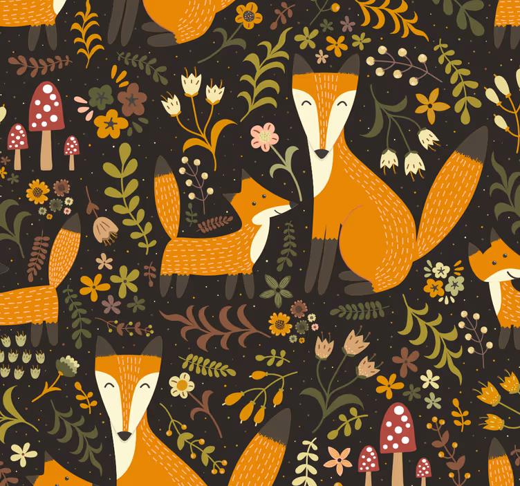 Nursery roller blind cute fox wallpaper for kids - TenStickers