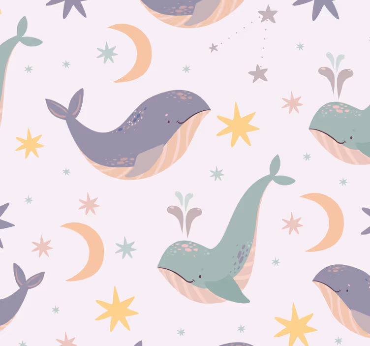 Nursery roller blind with playful whale designs - TenStickers