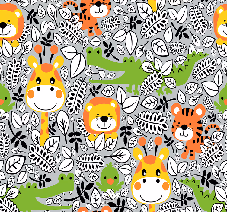 Nursery roller blind jungle friends grey - TenStickers
