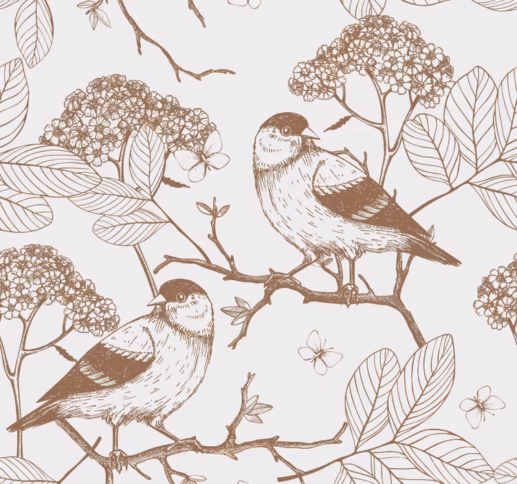 Nursery roller blind with grey and brown birds - TenStickers