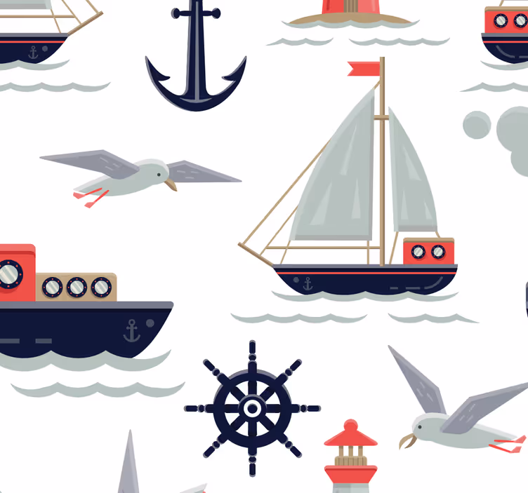 Nursery roller blind navy motifs kids wallpaper - TenStickers