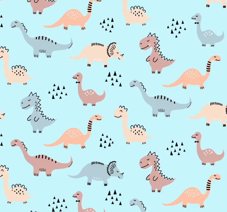 Nursery roller blind blue background with yellow green dinos - TenStickers