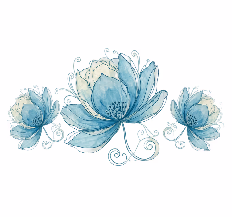 Bathroom roller blind width 110 three flowers - TenStickers