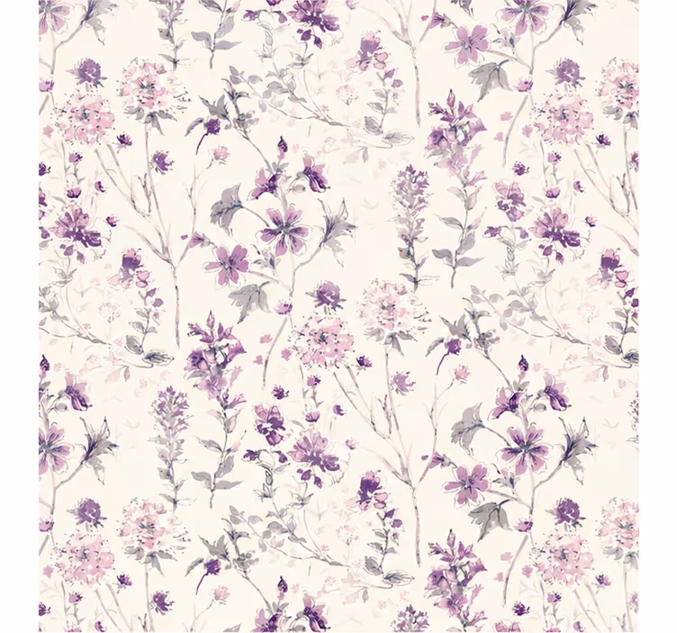 Purple roller blind with lilac flowers - TenStickers