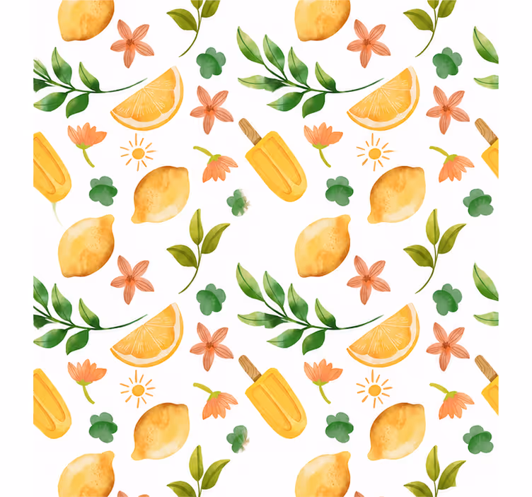 Yellow roller blind summer citrus pattern - TenStickers