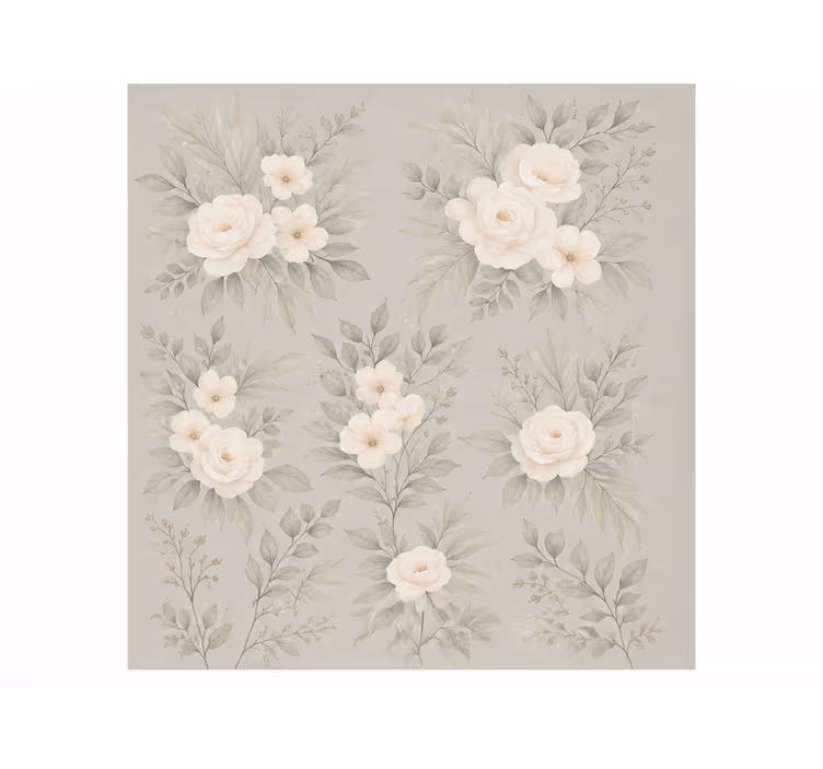 Gray roller blind with white roses - TenStickers