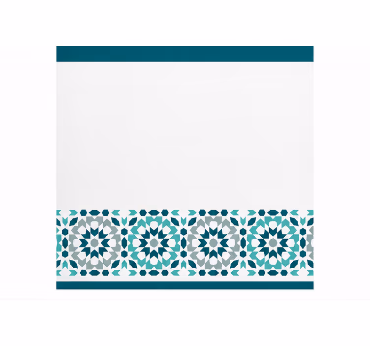 Kitchen roller blind teal squared border pattern - TenStickers