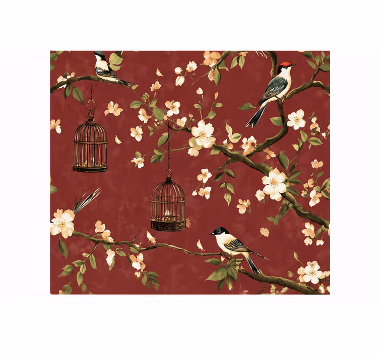 Red roller blind burgundy chinois pattern - TenStickers