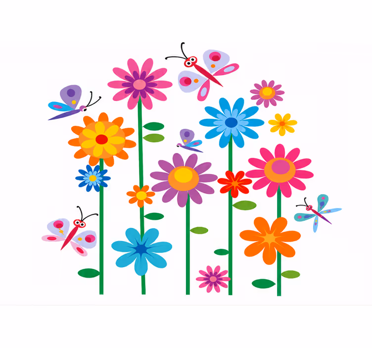 Cheerful flowers children room roller blind - TenStickers
