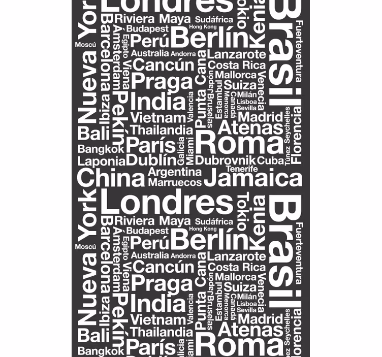 Cities Text roller blind black background - TenStickers