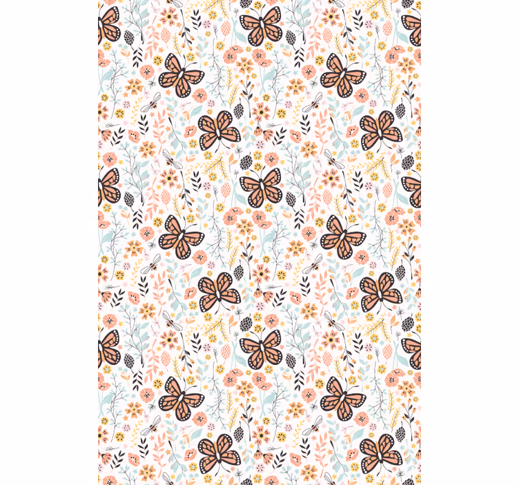 Butterfly Garden Pattern flower roller blind - TenStickers