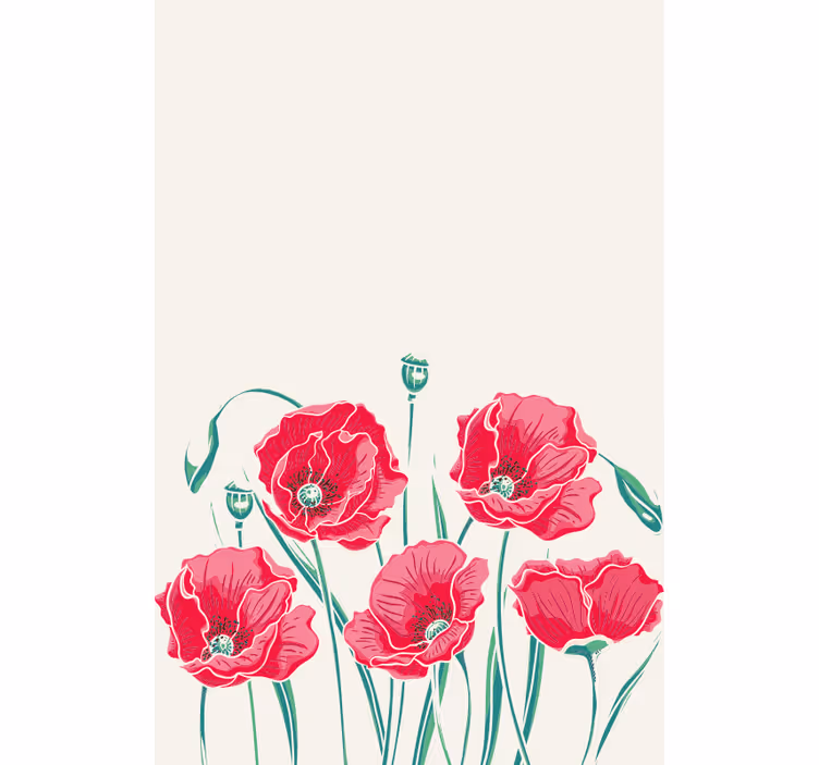 Poppy Flower Elegance flowers and plants roller blind - TenStickers