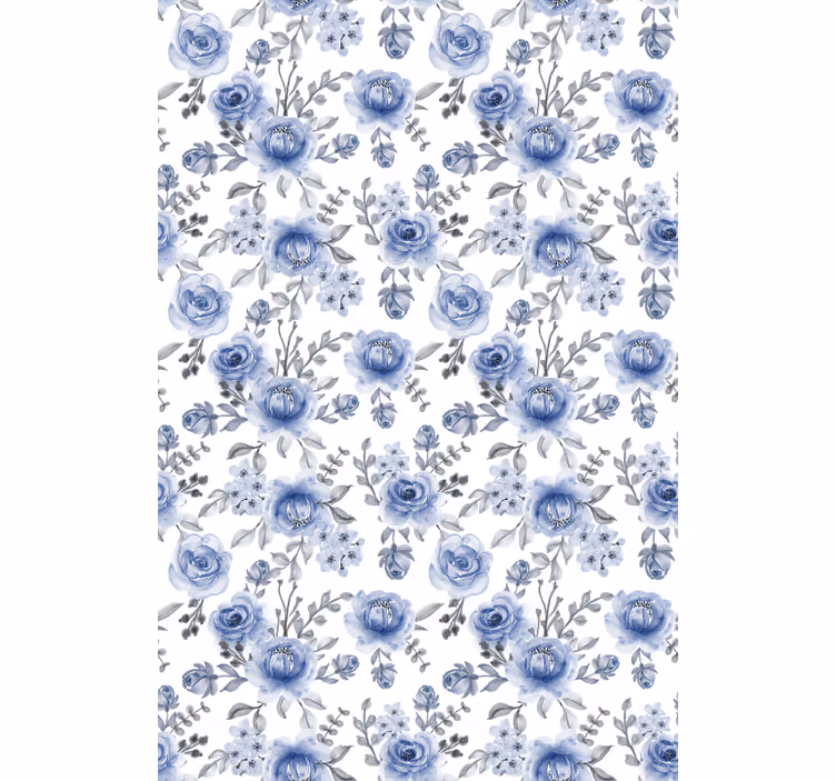 Blue Floral Pattern flower roller blind - TenStickers