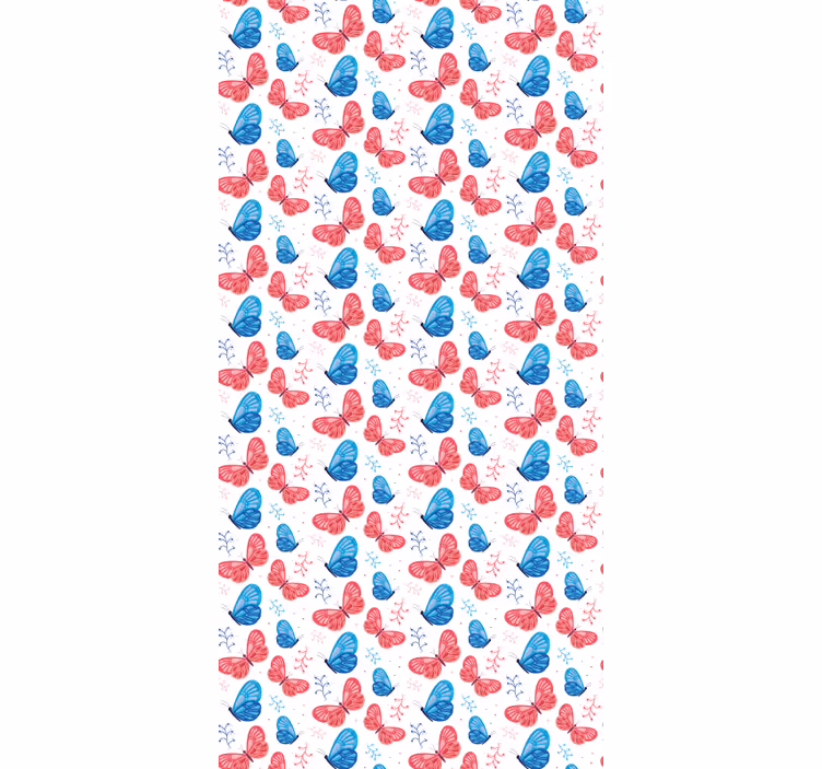 Blue and Red Colours butterfly roller blind - TenStickers