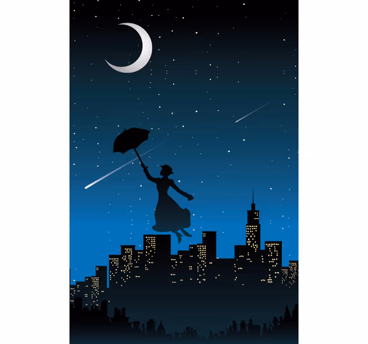 Mary Poppins flying TV series blind - TenStickers