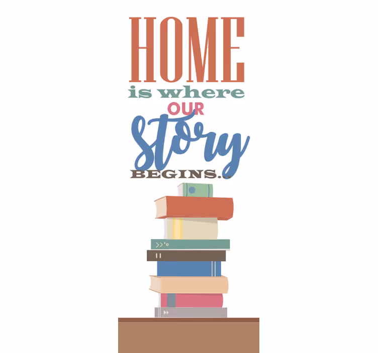 Home Story Begins Here text roller blind - TenStickers