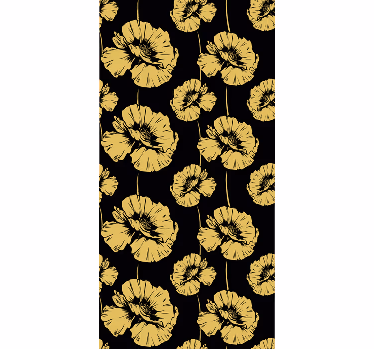 Yellow and black design flower roller blind - TenStickers