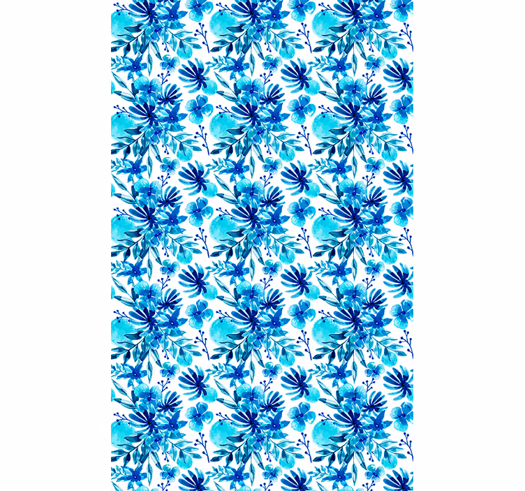 Vivid blue theme flowers and plants roller blind - TenStickers